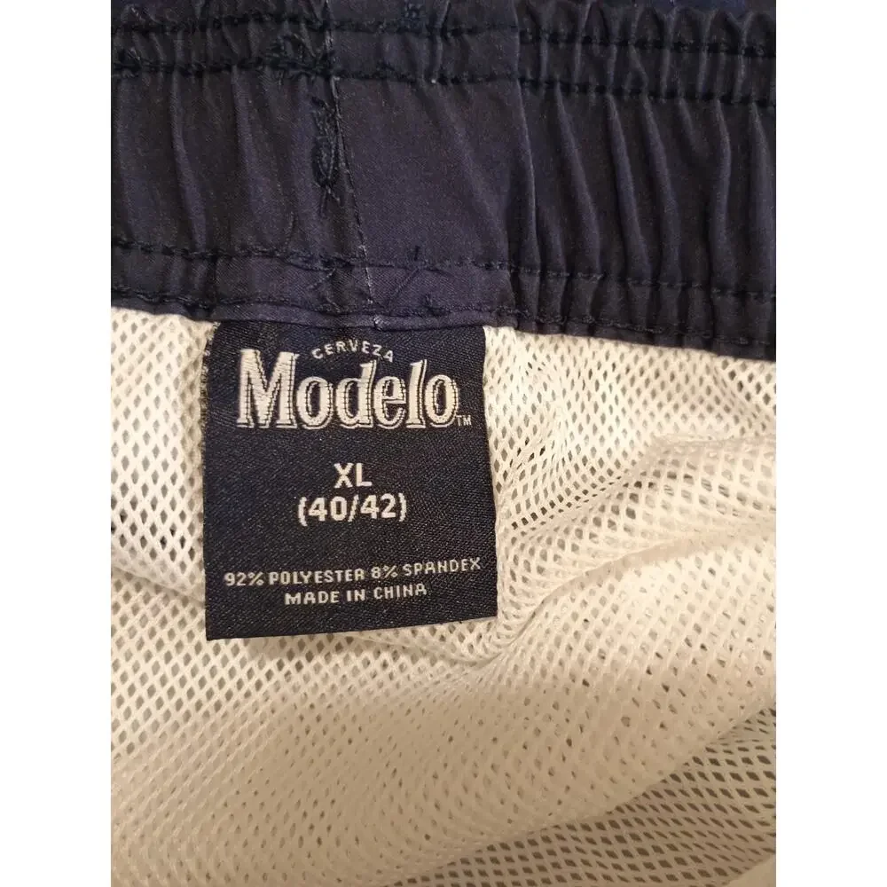 Cerveza Modelo Men's Navy And Gold Beer Board Shorts Swim Trunks Size XL (40-42)